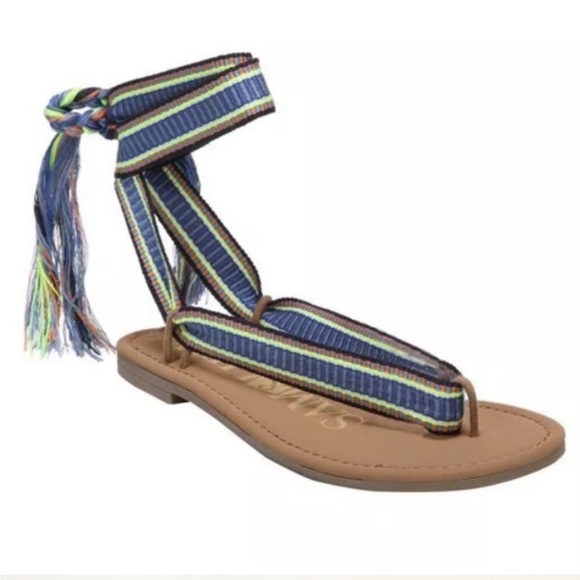 Shoes Womens Sam Libby Blossom Braided Wrap Gladiator Sandals Size 95